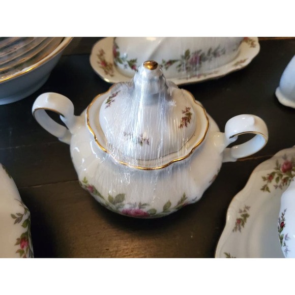 Vntage Johann Haviland Bavaria Germany Moss Rose Pink Floral Gold Trim 67 Pieces - Picture 8 of 10